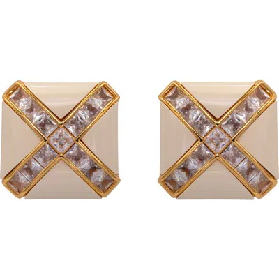 Black Suede Studio Cross Earring In Multi