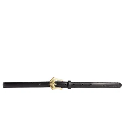Black Suede Studio Crown Belt In Black/gold