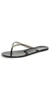 Black Suede Studio Crystal Jelly Flip Flops Black In Black