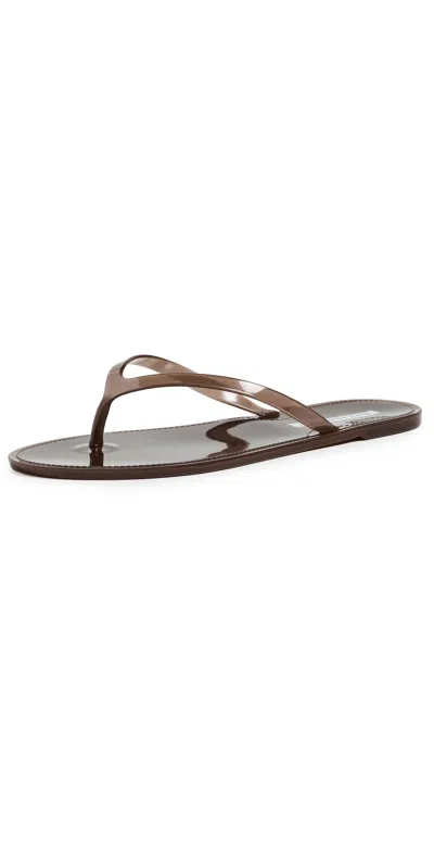 Black Suede Studio Crystal Jelly Flip Flops Chestnut In Brown