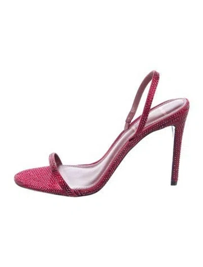 Pre-owned Black Suede Studio Crystal Slingback Sandals W/ Tags In Red