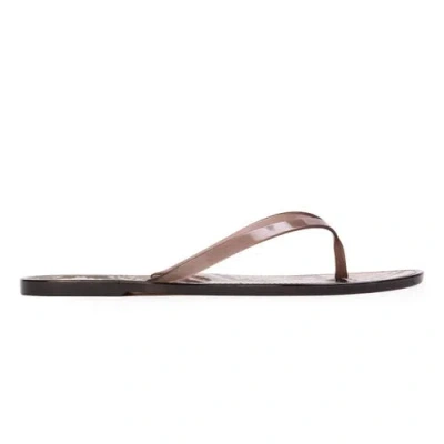 Black Suede Studio Crystal Snake Flip Flop In Brown