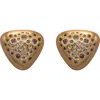 Black Suede Studio Cushion Earring In Gold