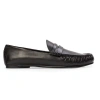 Black Suede Studio Darlyn Leather Mocassin In Black