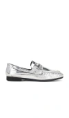 Black Suede Studio Arrow Loafer In Metallic Silver