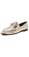 Black Suede Studio Davy Flats Gold Crinkle Leather In Gold Crinkle Leather