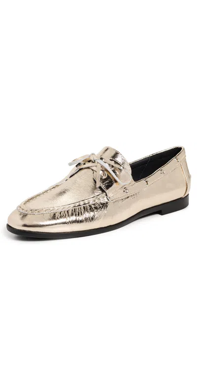 Black Suede Studio Davy Flats Gold Crinkle Leather