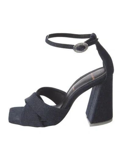 Pre-owned Black Suede Studio Denim Sandals In Blue