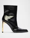 Black Suede Studio Domino Bootie In Black Box Leather