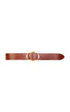Black Suede Studio Dune Leather Belt In Brown