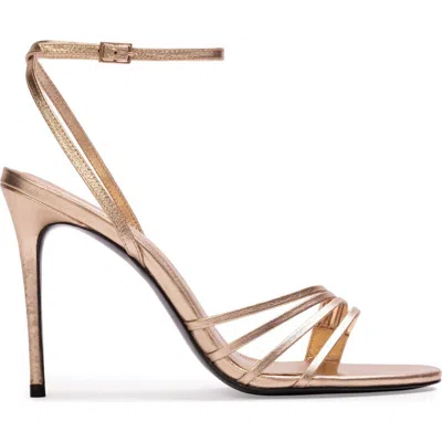 Black Suede Studio Ella 100 Metallic Sandal In Gold