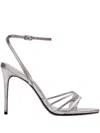 Black Suede Studio Ella Metallic Multi-strap Sandals In Silver