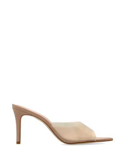 Black Suede Studio Elle Transparent-strap Pointed-toe Mules In Neutral