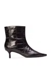 Black Suede Studio Ember Croc-effect Leather Ankle Boots In Black
