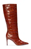 Black Suede Studio Ember Croc-effect Leather Boots In Brown