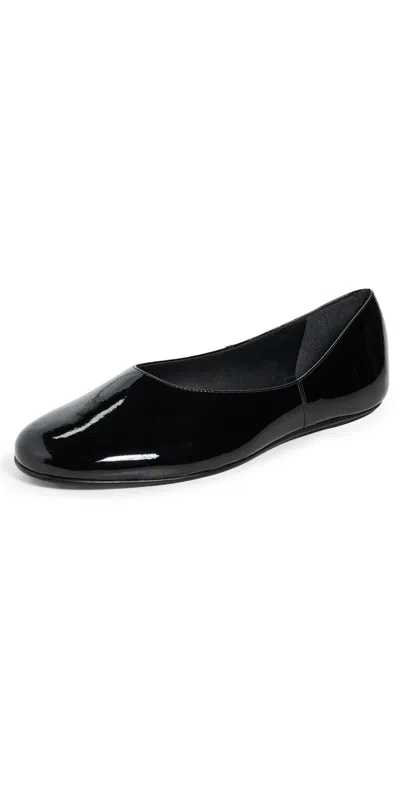 Black Suede Studio Ezra Flats Black Patent Leather