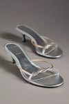 Black Suede Studio Fae Leather Kitten-heel Mules In Silver