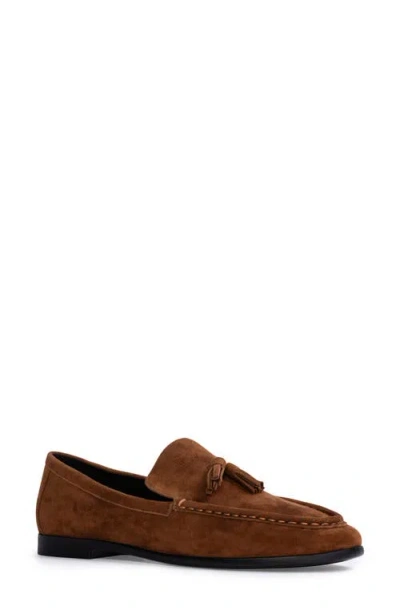 Black Suede Studio Finn Tassel Loafer In Brown