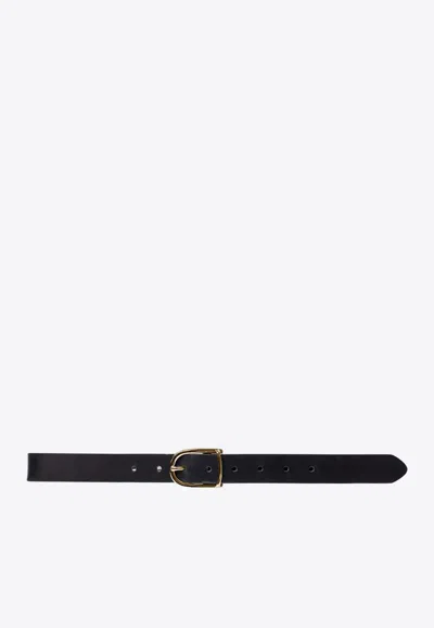 Black Suede Studio Frame D-shaped Buckled Leather Belt In Black