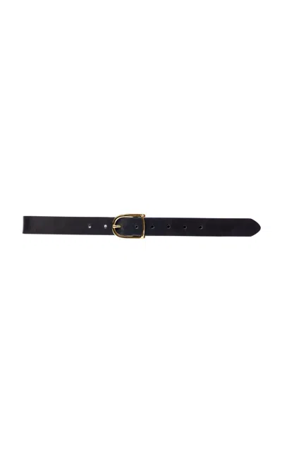 BLACK SUEDE STUDIO FRAME LEATHER BELT