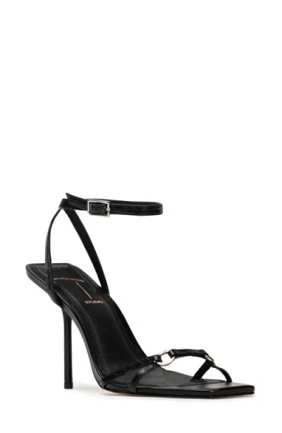 Black Suede Studio Frankie 100 Ankle Strap Sandal