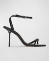 Black Suede Studio Frankie 100 Ankle Strap Sandal In Black Crinkled Patent Leather