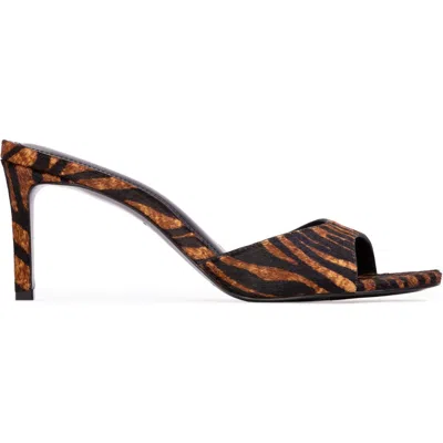 Black Suede Studio Freddie 70 Fur Mule In Multi