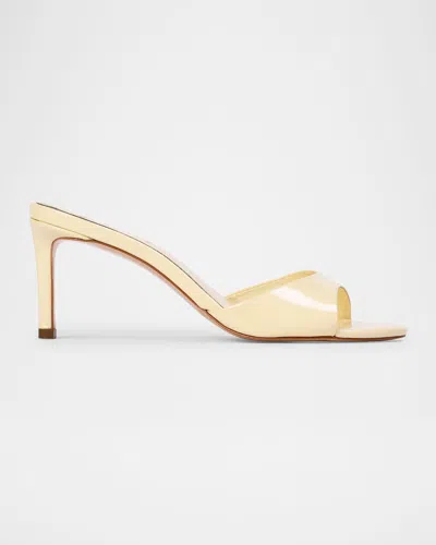 Black Suede Studio Freddie Metallic Stiletto Mule Sandals In Butter Patent