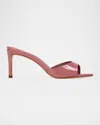 Black Suede Studio Freddie Metallic Stiletto Mule Sandals In Rose Patent Leather