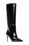 Black Suede Studio Friday 80 Pointed Toe Knee High Boot In Black