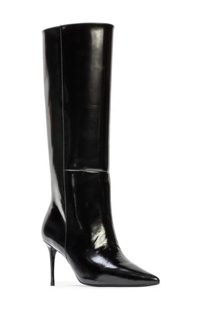 Black Suede Studio Friday 80 Pointed Toe Knee High Boot