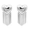 Black Suede Studio Fringe Earring In Silver