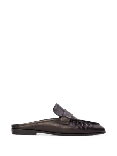 Black Suede Studio Gabby Leather Mules In Black