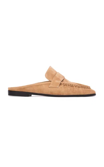 Black Suede Studio Gabby Suede Backless Loafers In Nude