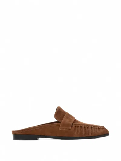 Black Suede Studio Gabby Suede Flat Mules In Brown