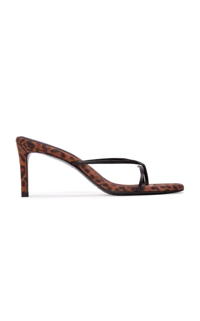 Black Suede Studio Gem Leather Sandals In Animal Print