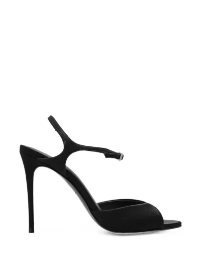 Black Suede Studio Geri Satin Sandals In Black
