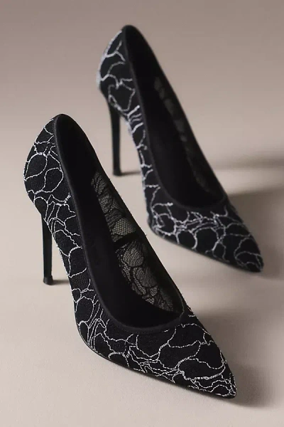 Black Suede Studio Gia Lace Pumps In Black