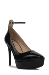 Black Suede Studio Gracie Patent Crystal-buckle Platform Pumps In Black Patent Leather