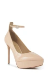 Black Suede Studio Gracie Pointed Toe Platform Pump In Blush Patent
