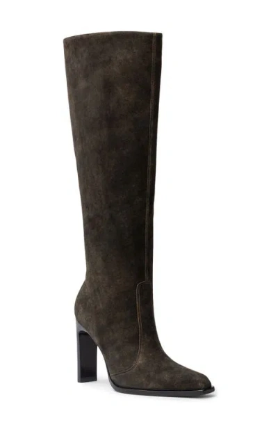 Black Suede Studio Grand Tall Boot In Dark Brown