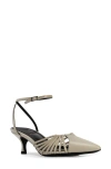 Black Suede Studio Grazia Leather Strappy Kitten Pumps In Peyote Leather
