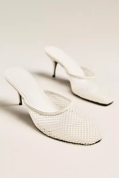 Black Suede Studio Gully Mesh Heeled Mules In White