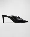 Black Suede Studio Hailey 65 Pointed Toe Mule In Black Box Leather