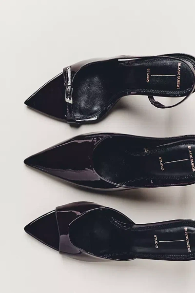Black Suede Studio Heidi Slingback Heels In Black