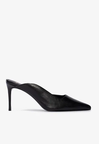 Black Suede Studio Icon 80 Leather Asymmetric Mules