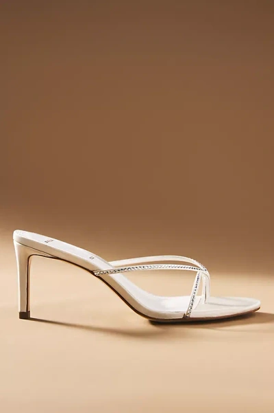 Black Suede Studio Jade Embellished Mule Heels In White