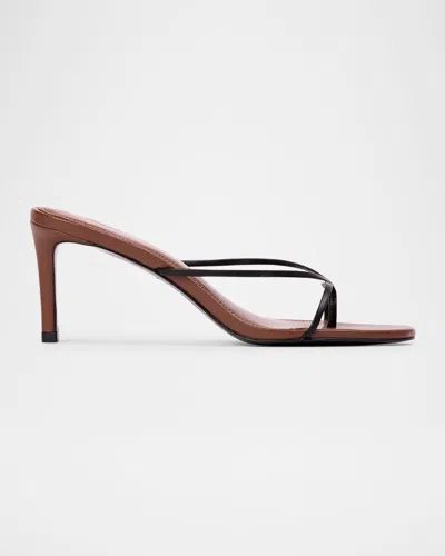 Black Suede Studio Jade Leather Thong Slide Sandals In Chestnut Leather