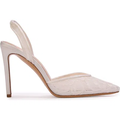Black Suede Studio Jayla 100 Slingback Pump In White
