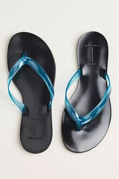 Black Suede Studio Jelly Thong Sandals In Blue